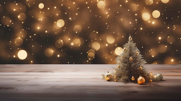 Fondo de mesa vacía de Navidad para celebración festiva