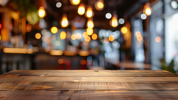 El fondo de la mesa en una vista borrosa del restaurante