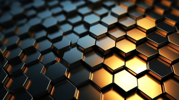 Fondo de metal abstracto con patrón hexagonalGenerative AI