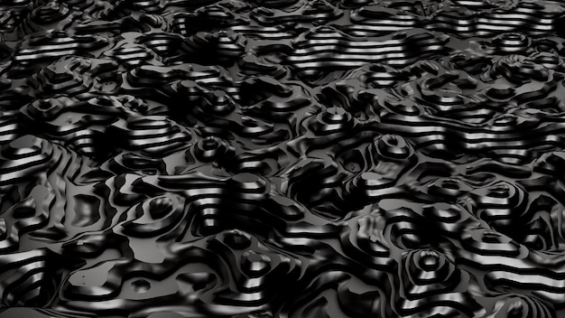 Fondo de metal negro con líneas ilustración 3d