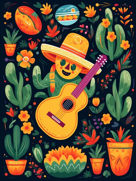 Fondo mexicano plano cinco de mayo