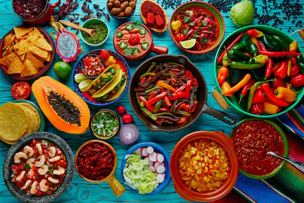 Fondo de mezcla de comida mexicana de colores