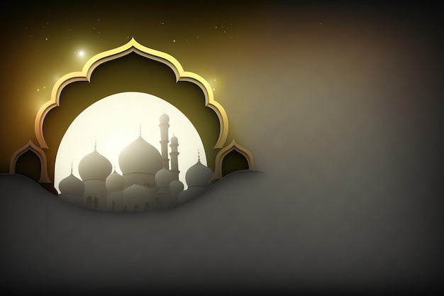 Un fondo con una mezquita y la luna.