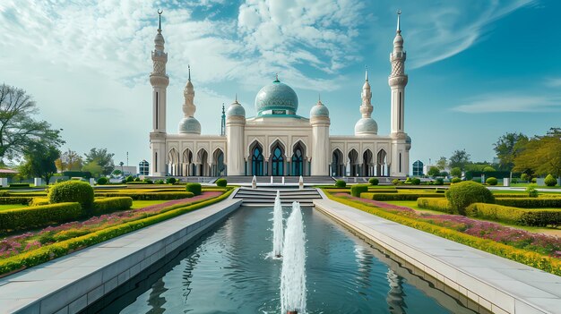 fondo con mezquitas y minaretes para la fiesta Mubarak