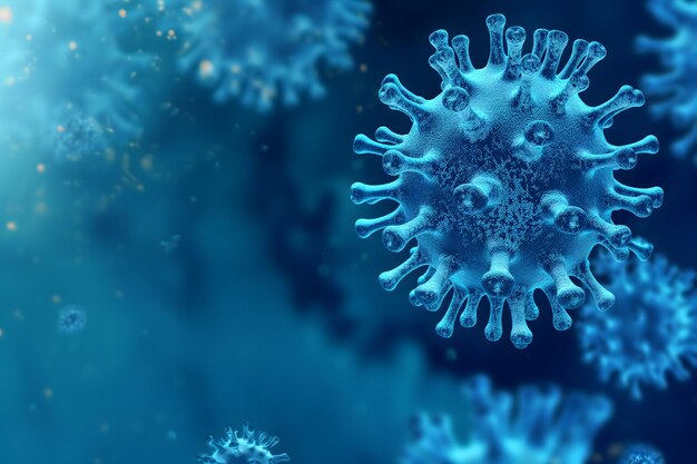 Foto el fondo de la microescena de muchos coronavirus