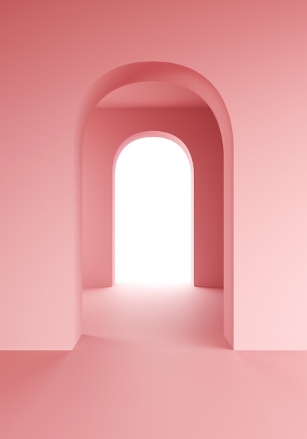 Fondo minimalista con arco, render 3d.