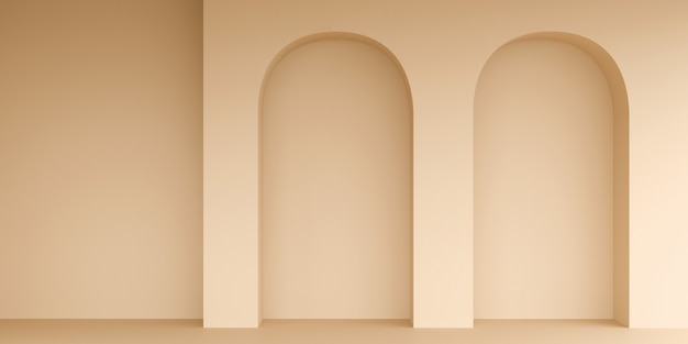 Fondo minimalista con arco, render 3d.