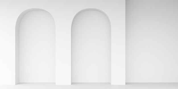 Foto fondo minimalista con arco, render 3d.