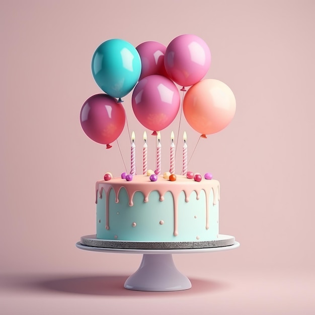 Fondo minimalista de cumpleaños con pastel