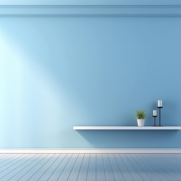 Fondo minimalista de la habitación azul Ilustración AI GenerativexA