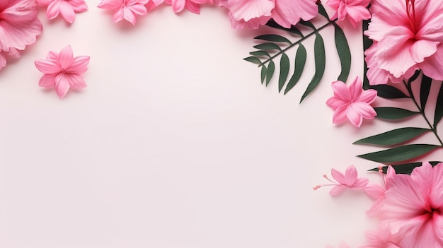 fondo minimalista de la naturaleza en flores rosadas y impresión de decoración de verano tropical