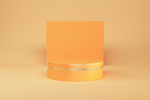 Fondo mínimo abstracto Pedestal cilíndrico naranja con forma geométrica para exhibición de productos