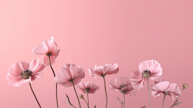 Fondo mínimo en flores rosas IA generativa