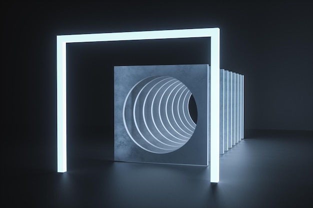Fondo misterioso de la construcción del túnel de la roca del polvo de la representación 3d