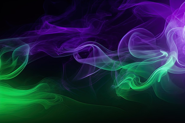 Fondo moderno con efecto humo mezclando colores morado y verde.
