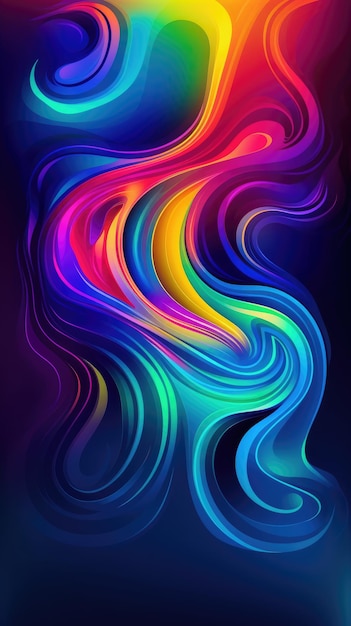Fondo moderno de gradientes y curvas de arco iris con movimiento líquido fluido con ai generativo