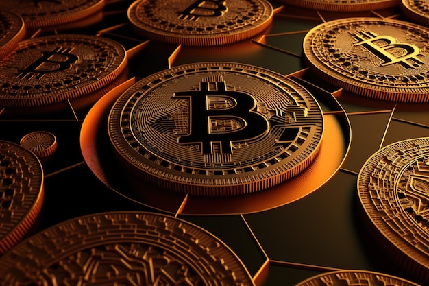 Fondo de moneda bitcoin 3d