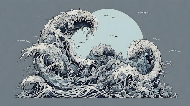 El fondo de los monstruos marinos muy espeluznante