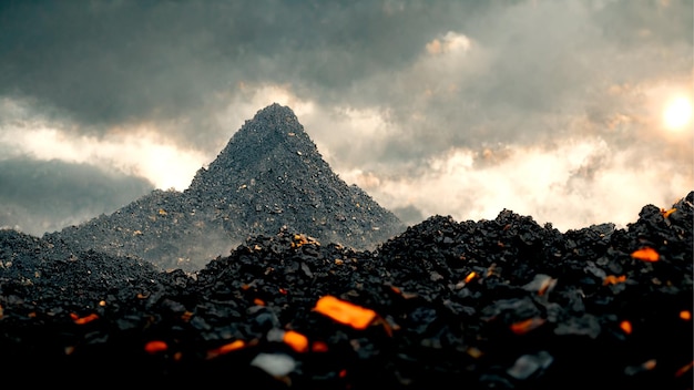 Fondo de montaña de minería de carbón