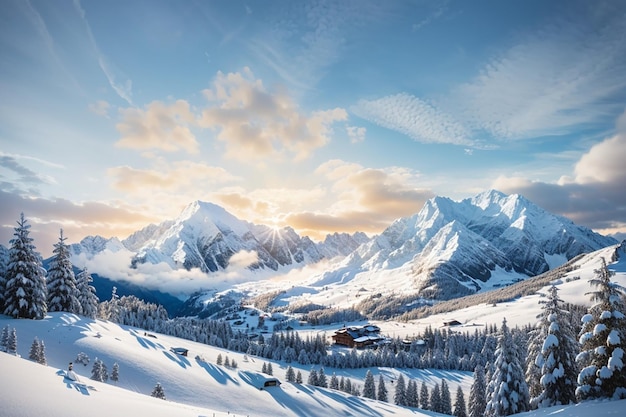 fondo de montaña de nieve de invierno