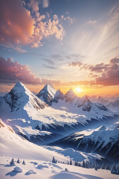 fondo de montaña de nieve de invierno