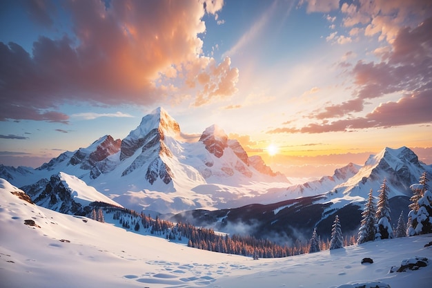 fondo de montaña de nieve de invierno