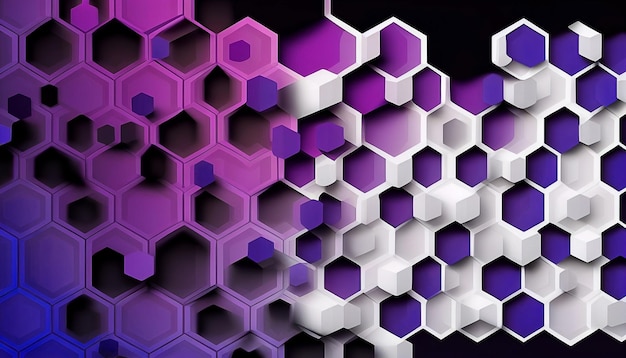 Un fondo morado y blanco con un fondo morado y un patrón hexagonal.