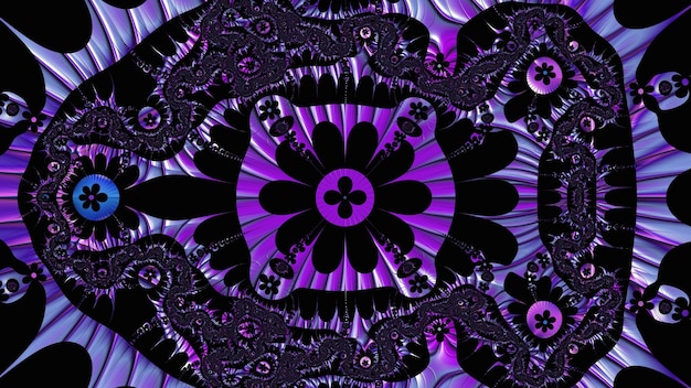 Un fondo morado y negro con un patrón de flores.