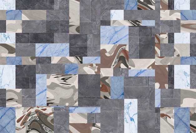 Fondo de mosaico mezclado de varias piedras naturales o mármol en una forma geométrica