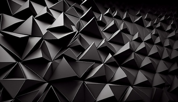 Fondo de mosaico de triángulos negros panorámicos Imagen generada por Ai