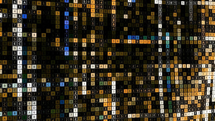 Foto fondo con muchos números cambiantes animación células multicolores con números cambiar y seguir adelante