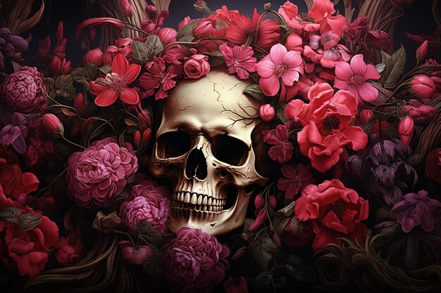 Fondo de muertos del día con decoración floral