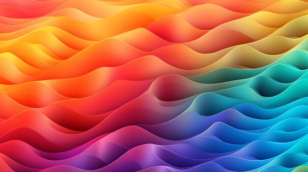 El fondo muestra un diseño de ondas degradadas vibrantes y multicolores que agrega una explosión de tonos vivos que crean una experiencia visual llamativa y dinámica Generative Ai
