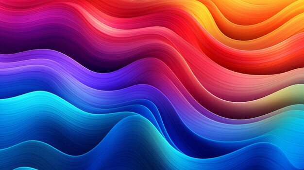 El fondo muestra un diseño de ondas degradadas vibrantes y multicolores que agrega una explosión de tonos vivos que crean una experiencia visual llamativa y dinámica Generative Ai
