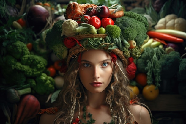 fondo de mujer de comida verde