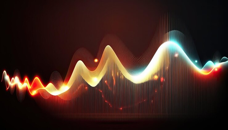 Foto fondo de música de ondas sonoras abstractas tecnología musical de audio ia generativa