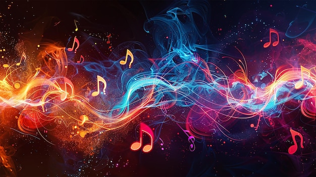 Fondo musical abstracto con ondas sonoras vibrantes