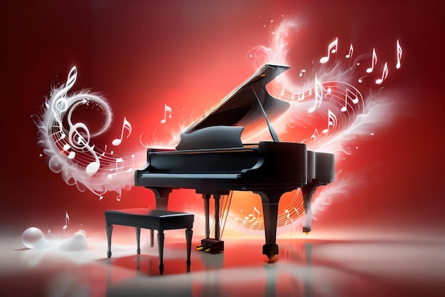 fondo musical abstracto con piano y notas