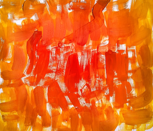 fondo naranja abstracto. Trazos de pintura sobre lienzo