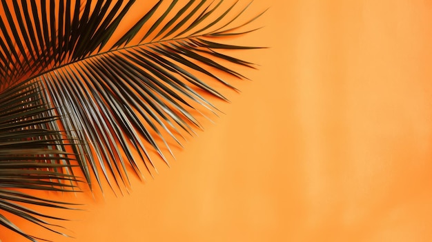 Fondo naranja concreto con hojas de palma Naranja para fondo y papel tapiz AI