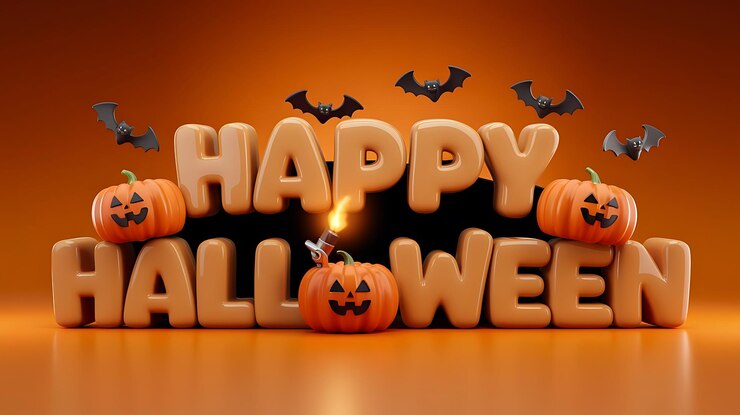 Fondo naranja de Halloween con calabazas