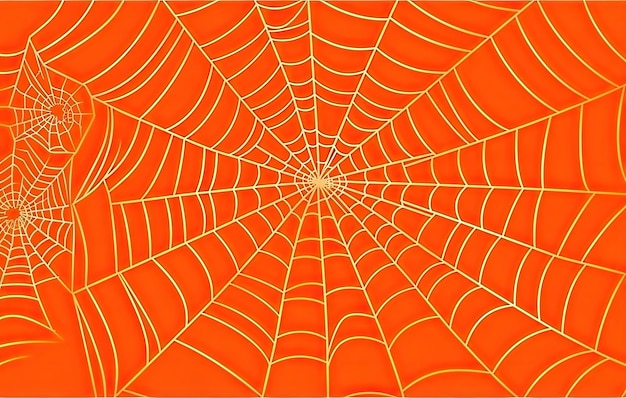 Fondo naranja de halloween con tela de araña IA generativa