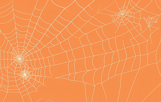 Fondo naranja de halloween con tela de araña IA generativa