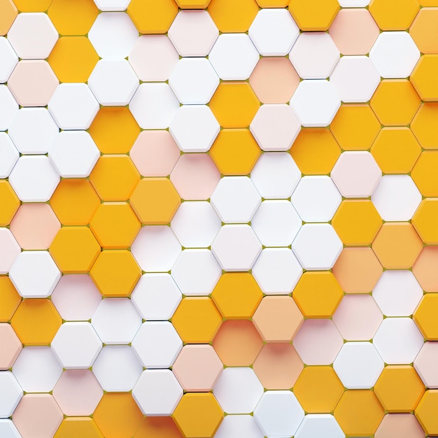 Fondo naranja hexagonal 3D