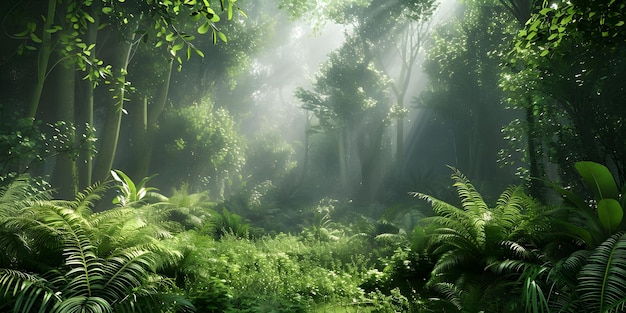 Fondo natural de bosque verde con el lago Ai Generado