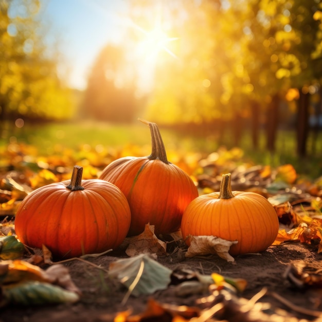 Fondo natural de otoño con calabazas