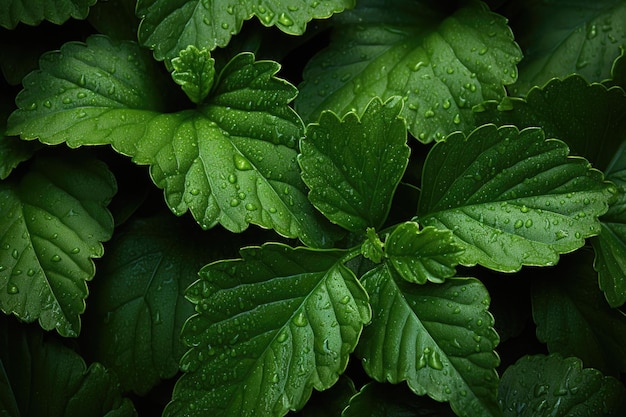 Fondo de naturaleza abstracta de textura de hoja verde apilada