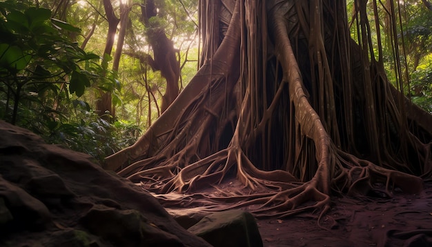 El fondo de la naturaleza del árbol banyan gigante