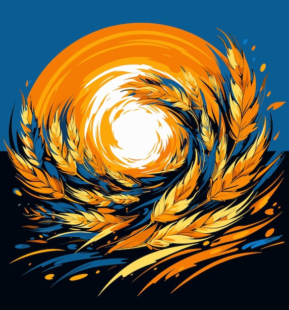 Fondo de naturaleza decorativa Imagen abstracta de espigas de trigo en el campo de trigo en estilo de arte vectorial Plantilla para el logotipo de la pegatina de la camiseta del cartel