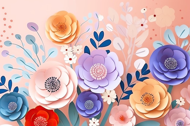 Fondo de naturaleza con flores de papel